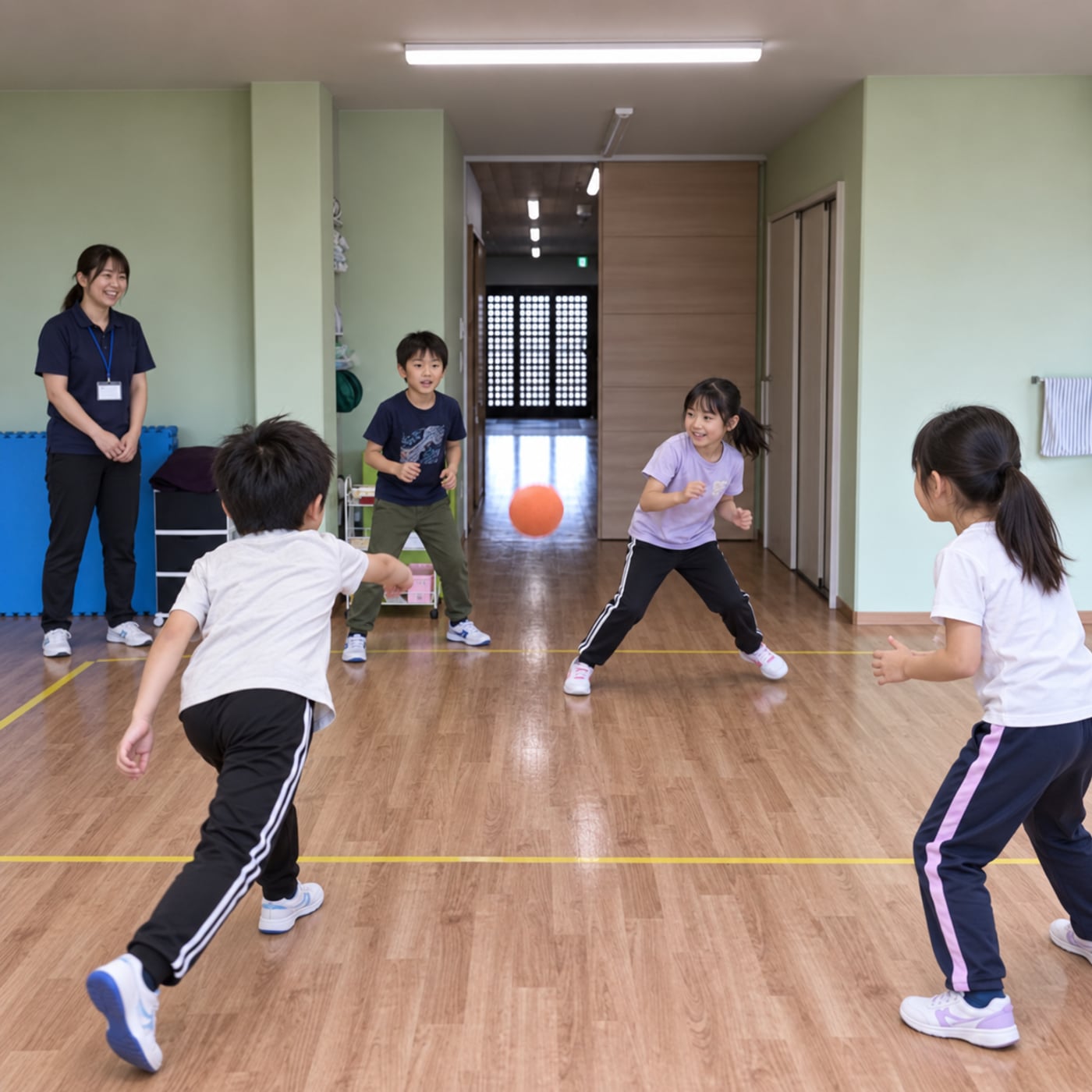 寺子屋アップルキッズⅡで集団活動を行う様子